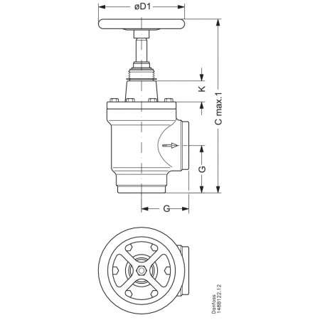 DANFOSS 148B6100 — Запорный клапан SVA-S 125 D ANG H-WHEEL 148B6100 DANFOSS 148B6100 — Запорный клапан SVA-S 125 D ANG H-WHEEL 148B6100