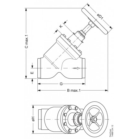 DANFOSS 148B6110 — Запорный клапан SVA-S 125 D STR H-WHEEL 148B6110 DANFOSS 148B6110 — Запорный клапан SVA-S 125 D STR H-WHEEL 148B6110
